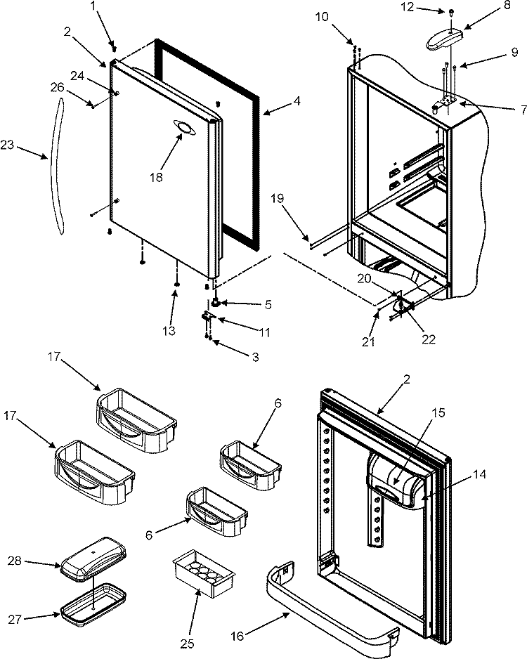 REFRIGERATOR DOOR Diagram and Parts List for MBL2562KES  Maytag Refrigerator