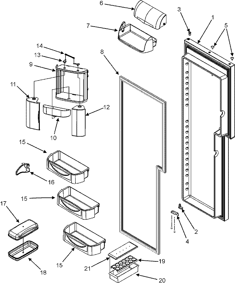 REFRIGERATOR DOOR Diagram and Parts List for MZD2666KEW  Maytag Refrigerator