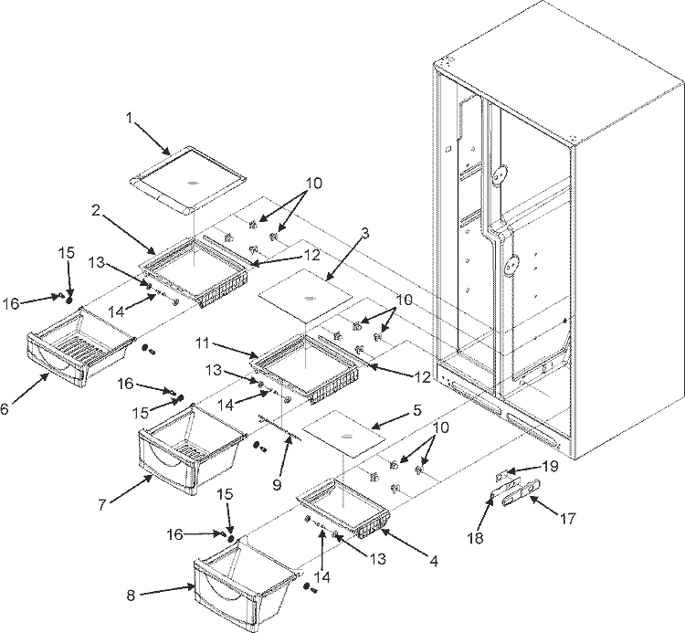 CRISPER ASSEMBLY Diagram and Parts List for MZD2666KEW  Maytag Refrigerator