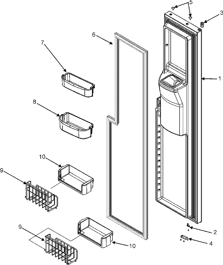 FREEZER DOOR Diagram and Parts List for MZD2666KEW  Maytag Refrigerator