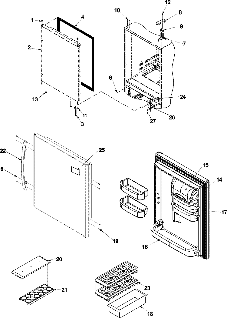 REFRIGERATOR DOOR Diagram and Parts List for ABB2222FEB ABB2222FEx0 Amana Refrigerator