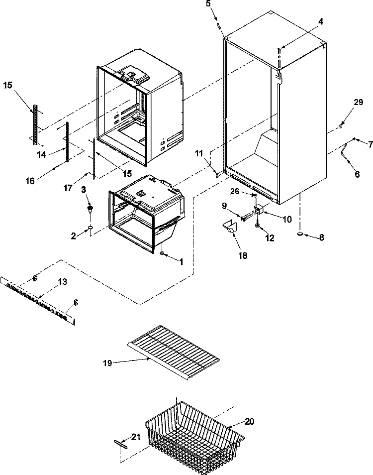 INTERIOR CABINET & FREEZER SHELVING Diagram and Parts List for ABB2221FEB  Amana Refrigerator