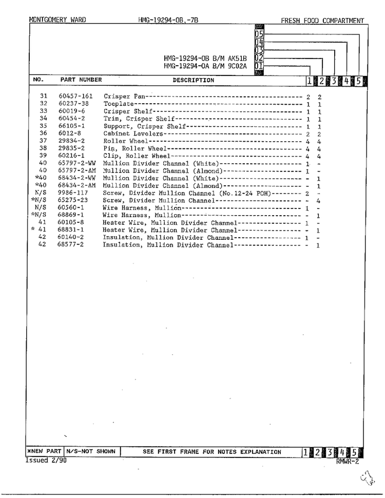 Fresh Food Compartment Page 3 Diagram and Parts List for 19294A  Admiral Refrigerator
