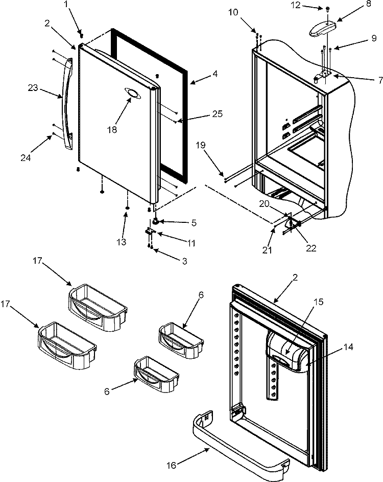 REFRIGERATOR DOOR Diagram and Parts List for MBF1956KEQ  Maytag Refrigerator