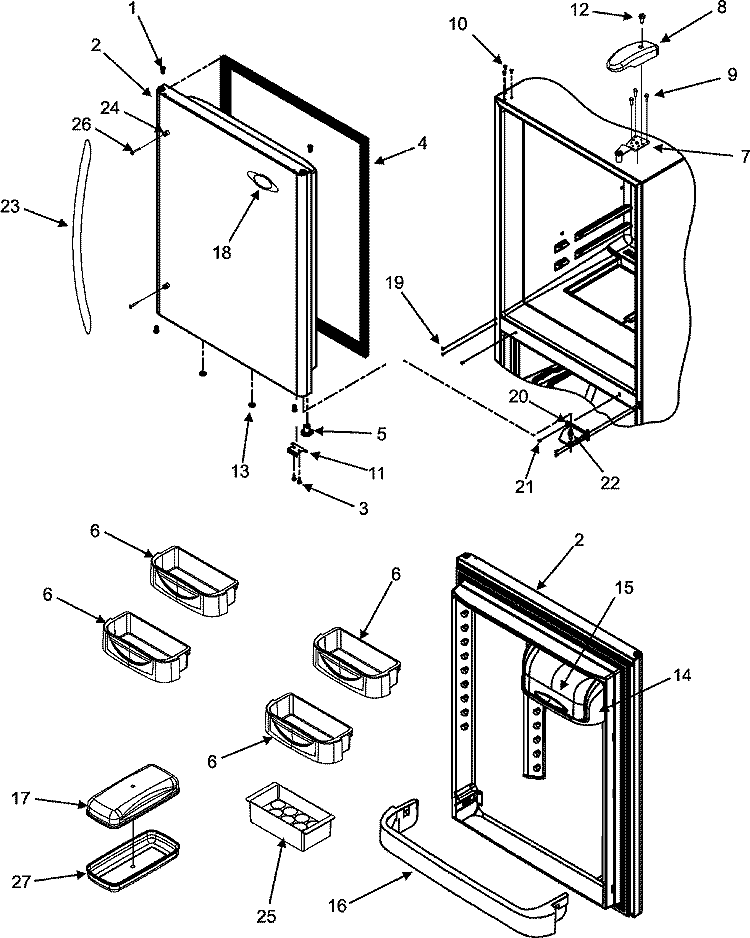 REFRIGERATOR DOOR Diagram and Parts List for MBR2262KES  Maytag Refrigerator