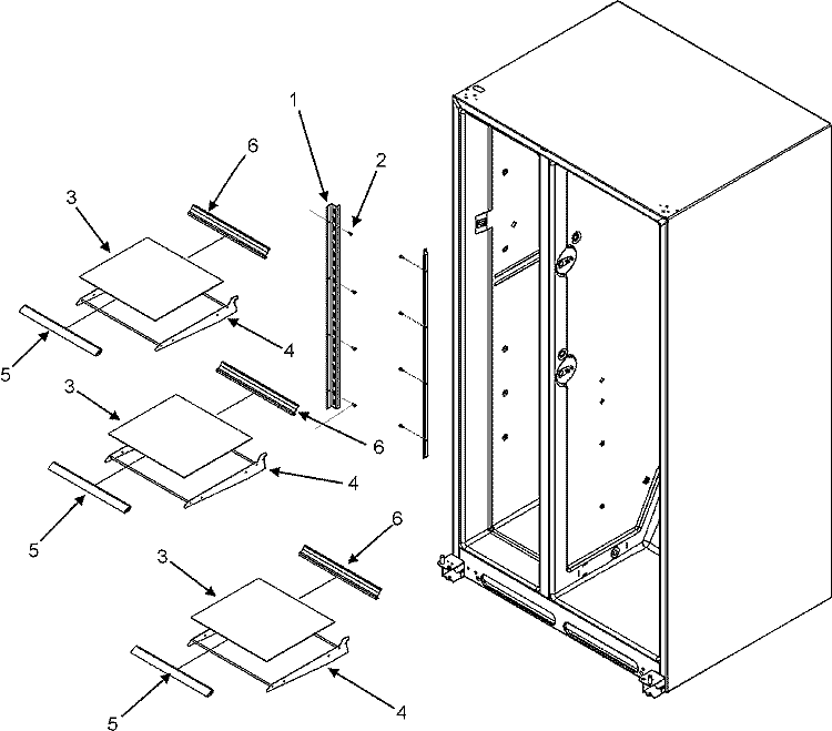 REFRIGERATOR SHELVES Diagram and Parts List for CSD2610KRW  Magic Chef Refrigerator