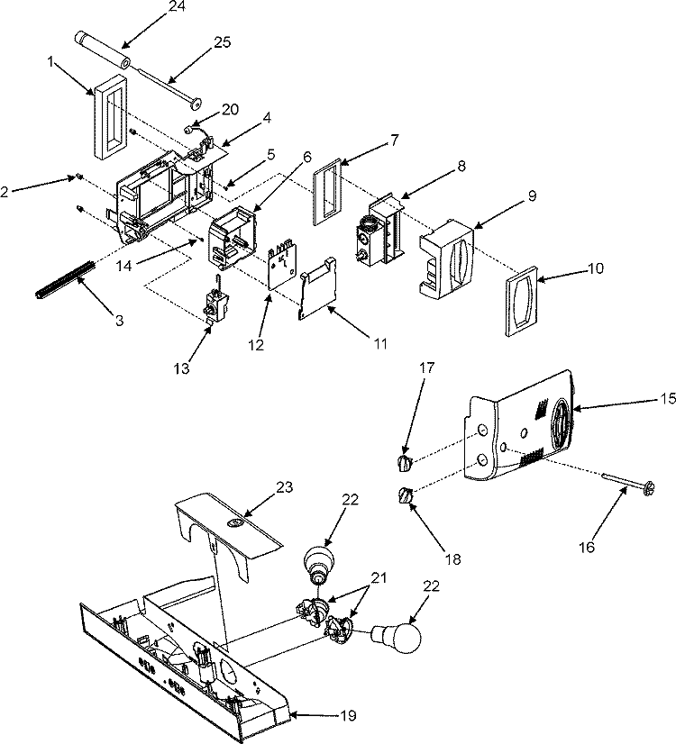 CONTROLS Diagram and Parts List for MSD2641KEW  Maytag Refrigerator