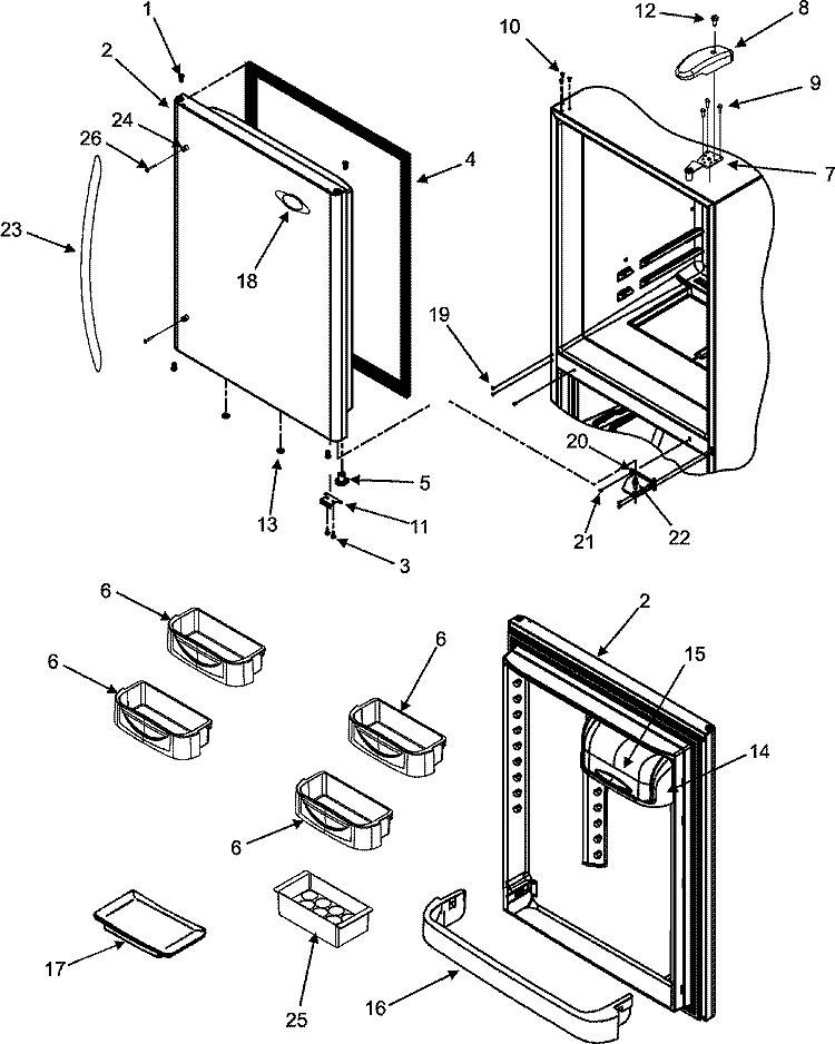 REFRIGERATOR DOOR Diagram and Parts List for MBR2256KES  Maytag Refrigerator