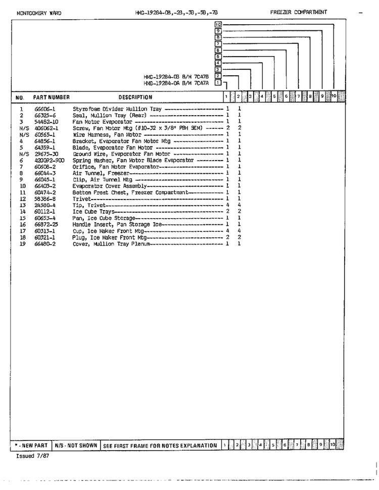 Freezer Compartment Page 2 Diagram and Parts List for 19284A  Admiral Refrigerator