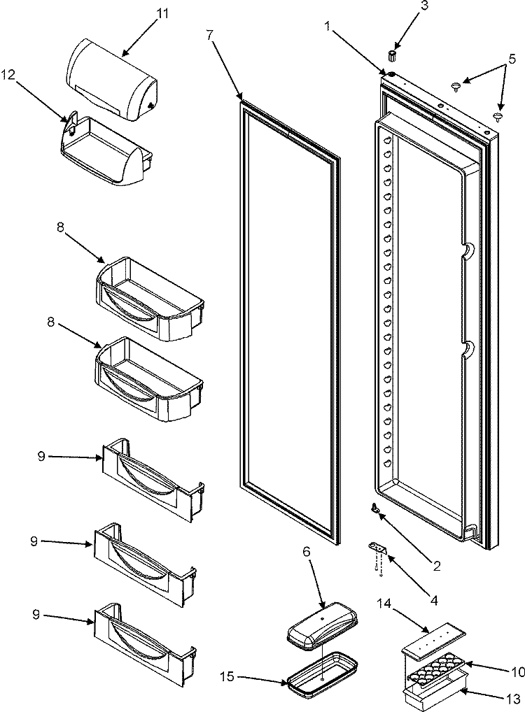 REFRIGERATOR DOOR Diagram and Parts List for MCD2257KES  Maytag Refrigerator