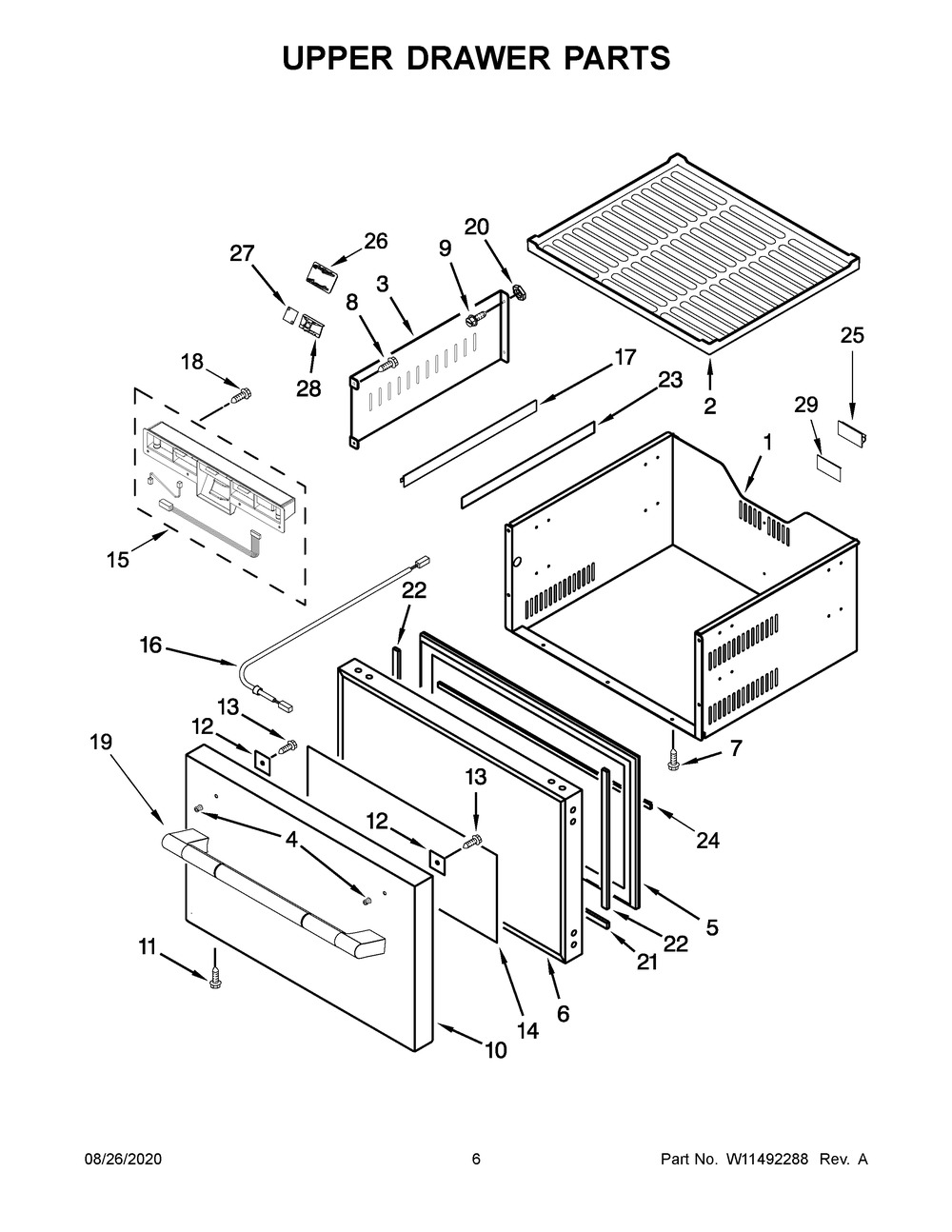 Upper Drawer Parts Diagram and Parts List for JUCFP242HL01  Maytag Wine and Beverage Cooler