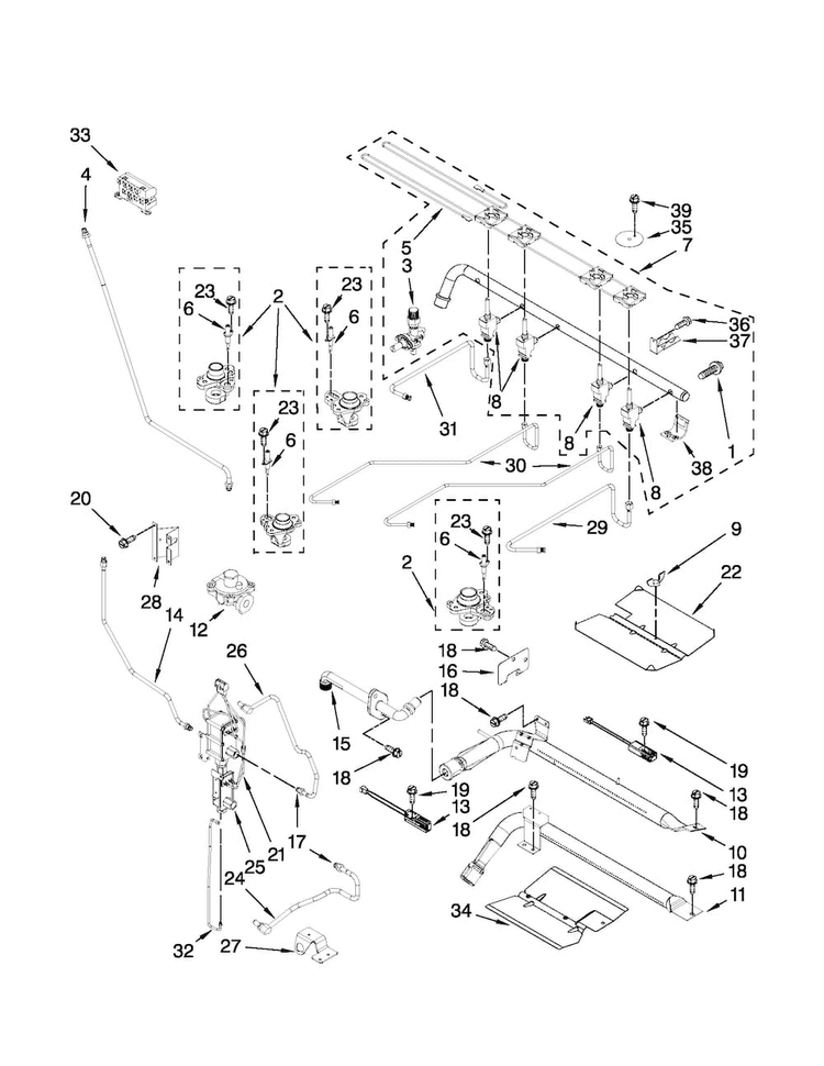 Manifold Parts Diagram and Parts List for JGR8890ADP22  Jenn-Air Range