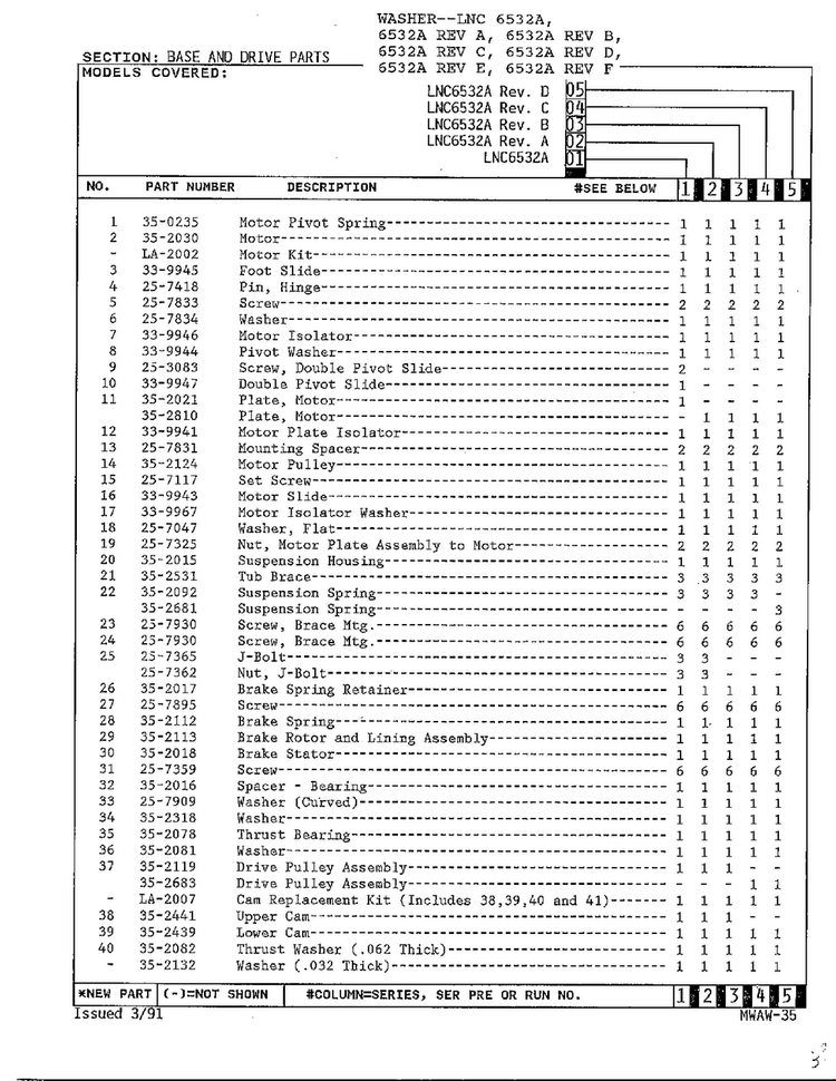 Base And Drive Parts Page 2 Diagram and Parts List for 6532A REV C Norge Washer