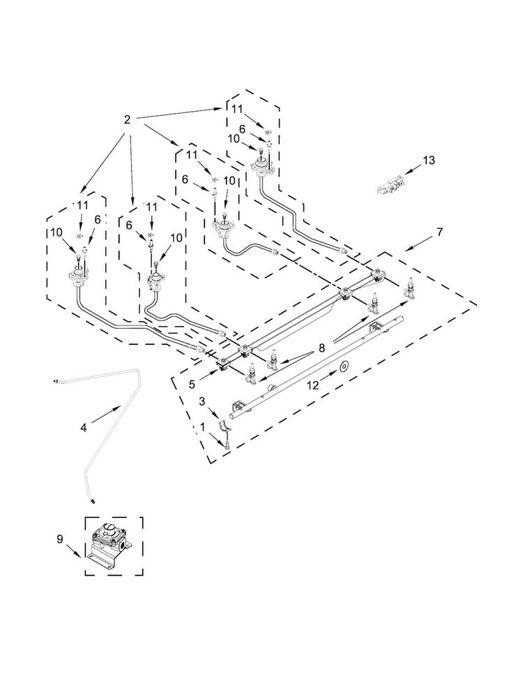 Manifold Parts Diagram and Parts List for JDS1750CES0  Jenn-Air Range