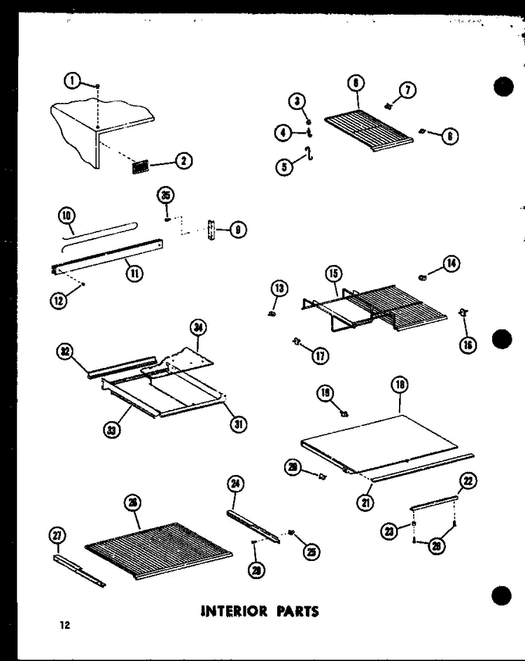 Interior Parts Diagram and Parts List for TC18D-P73500-25W  Amana Refrigerator