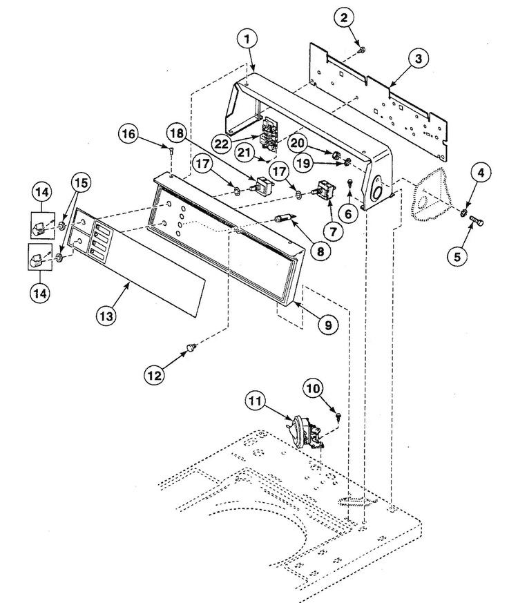 Control Panel Diagram and Parts List for SWTW20QN  Speed Queen Washer