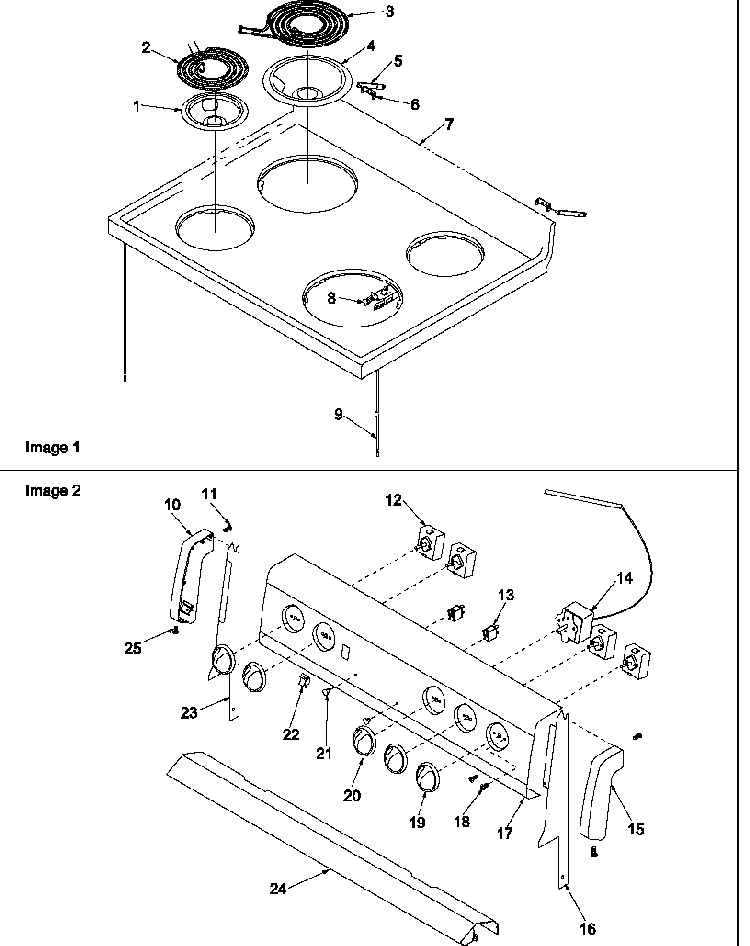 Main Top And Backguard Diagram and Parts List for ARR3400L-P1143679NL  Amana Range