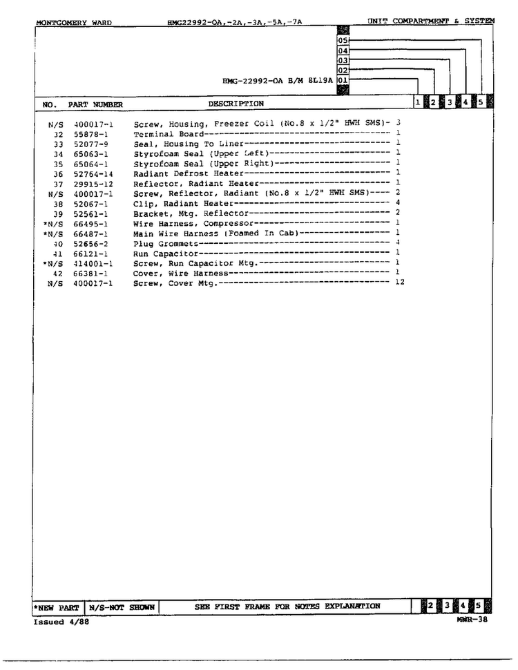 Unit Compartment/system Page 3 Diagram and Parts List for 22992-OA  Admiral Refrigerator