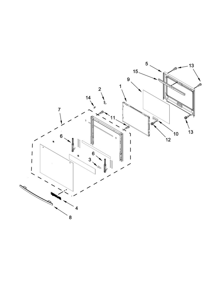 Oven Door Parts Diagram and Parts List for JJW3430DB01  Jenn-Air Wall Oven