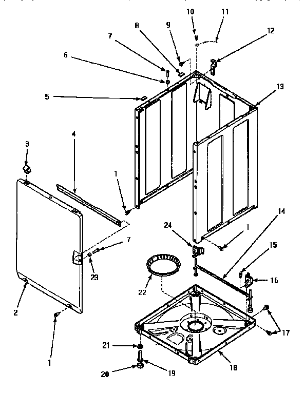 Front Panel, Base & Cabinet Asy Diagram and Parts List for LW8413W2 LW8413W2A Amana Washer