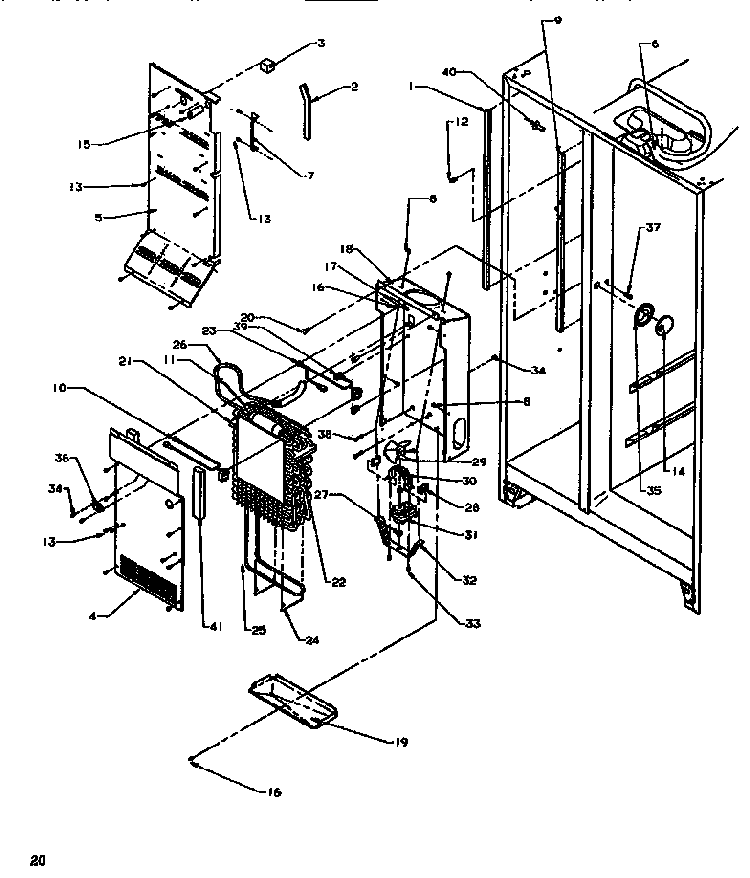 Evaporator & Air Handling Diagram and Parts List for SRDE520SBW-P1183102WW  Amana Refrigerator