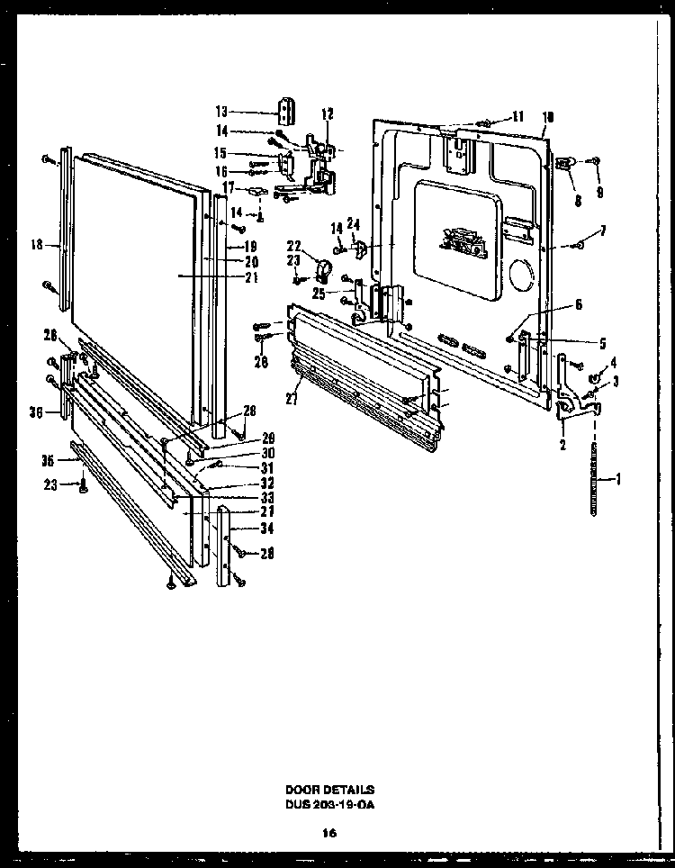 Section 1 Diagram and Parts List for DCS211-1L-OA  Caloric Dishwasher