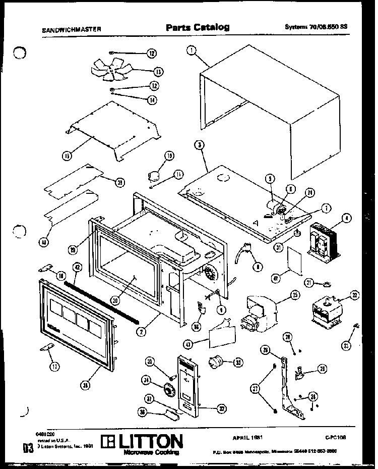 Section 20 Diagram and Parts List for 70 0502 Amana Microwave