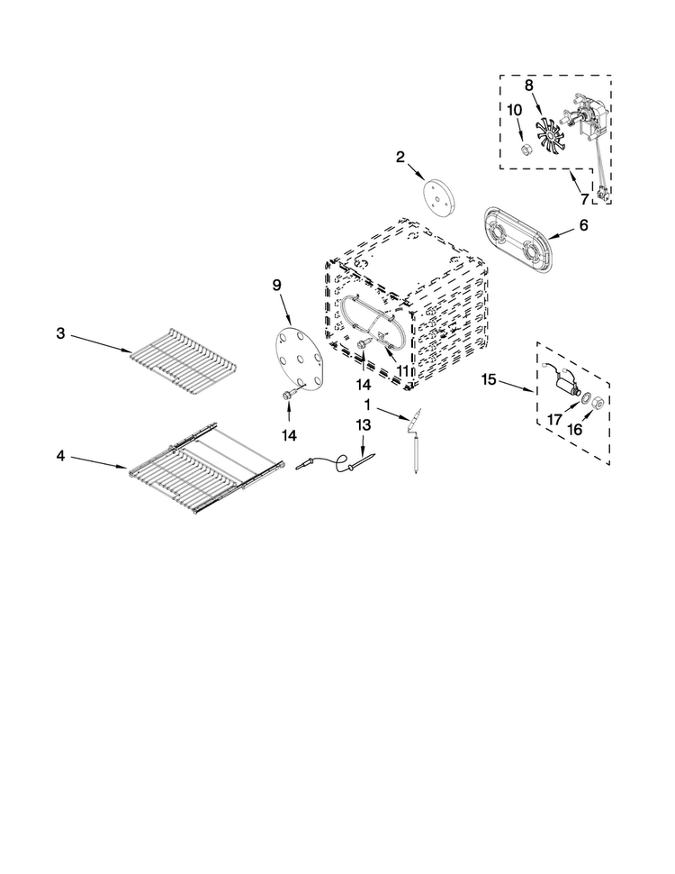 30" Internal Oven Parts Diagram and Parts List for JGRP548WP00  Jenn-Air Range