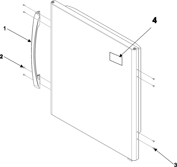Refrigerator Door Handle & Trim Diagram and Parts List for ABD2533DEB2  Amana Refrigerator