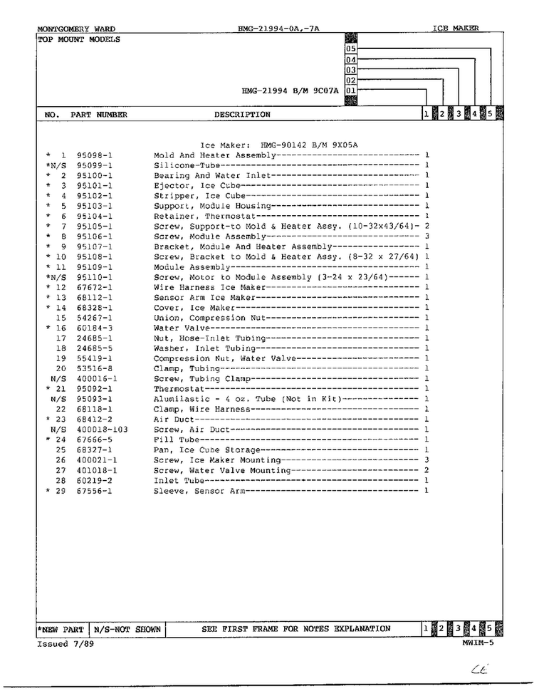 Ice Maker Page 2 Diagram and Parts List for 21994-OA  Admiral Refrigerator