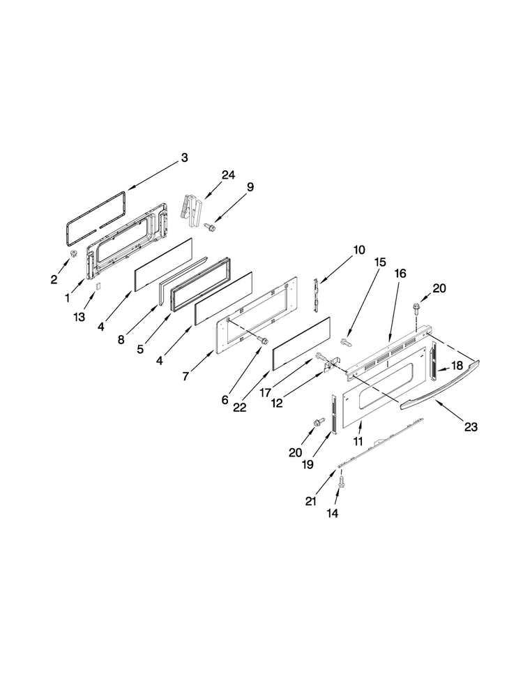 Upper Door Parts Diagram and Parts List for MGR6775BDW18  Maytag Range