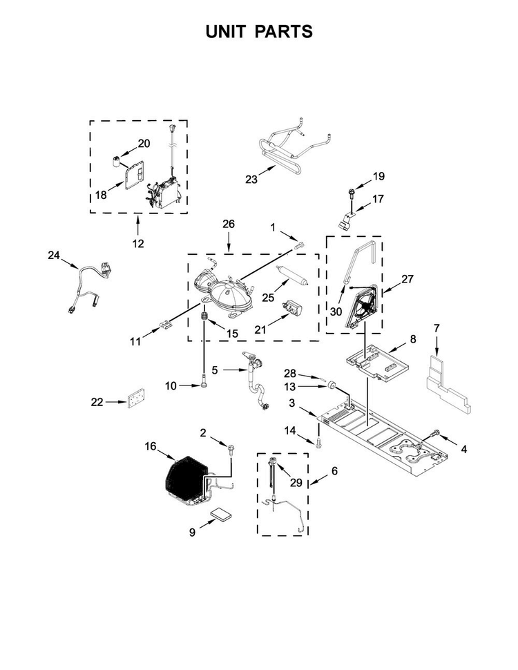 Unit Parts Diagram and Parts List for JFFCC72EFS00  Jenn-Air Refrigerator