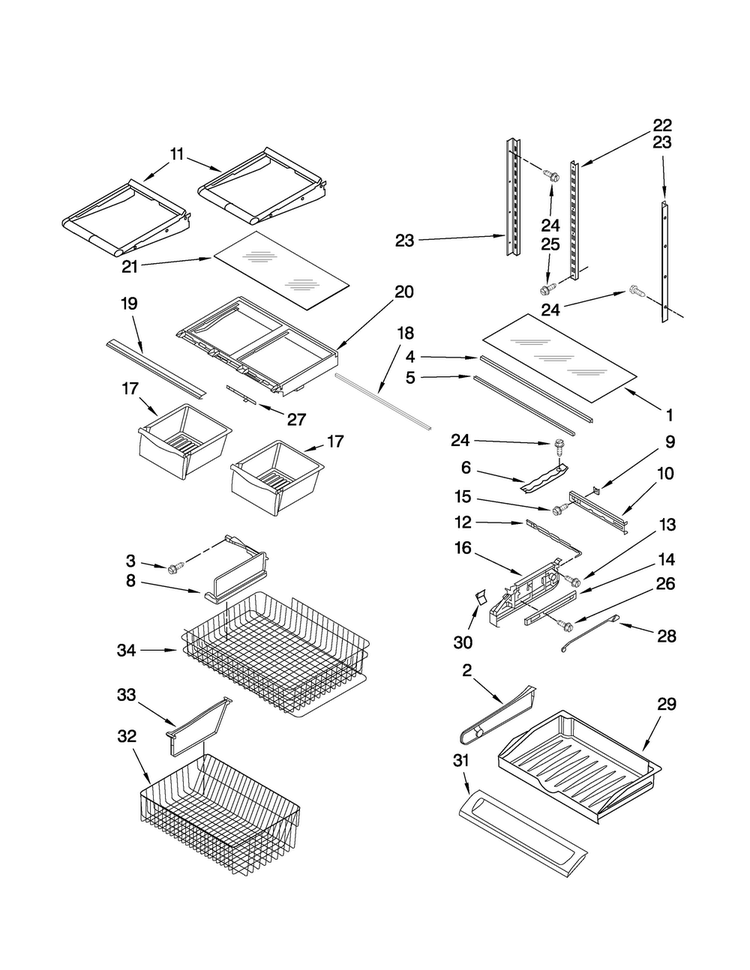 Shelf Parts Diagram and Parts List for JFC2089HEP6  Jenn-Air Refrigerator