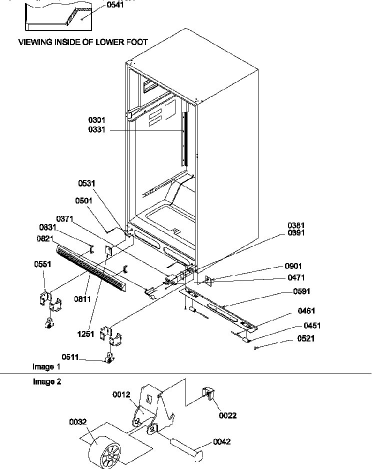 Ladders, Lower Cabinet And Rollers Diagram and Parts List for TLC16V-P1311801WW  Amana Refrigerator