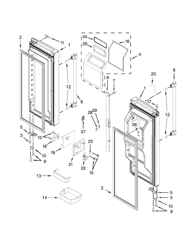 Refrigerator Door Parts Diagram and Parts List for MFT2574DEH02  Maytag Refrigerator