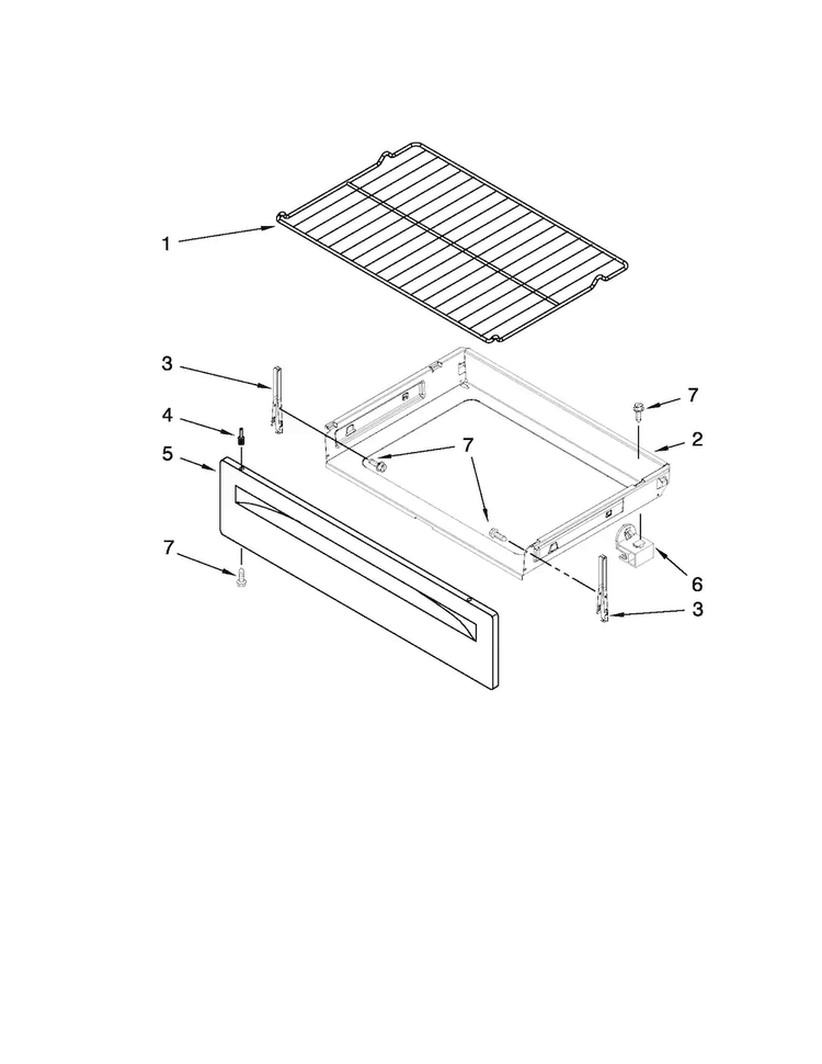 Drawer & Broiler Parts Diagram and Parts List for AER3311WAW1  Amana Range