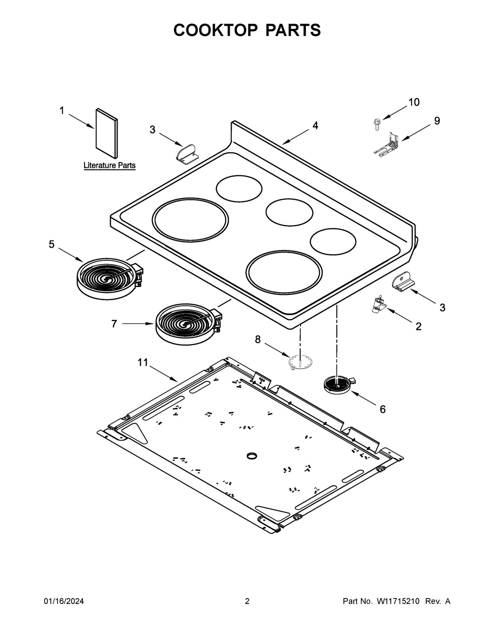 Cooktop Parts Diagram and Parts List for MER4800PZ1  Maytag Range