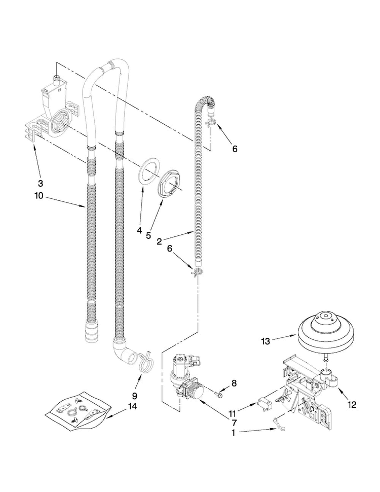Fill, Drain And Overfill Parts Diagram and Parts List for MDB4709PAB1  Maytag Dishwasher