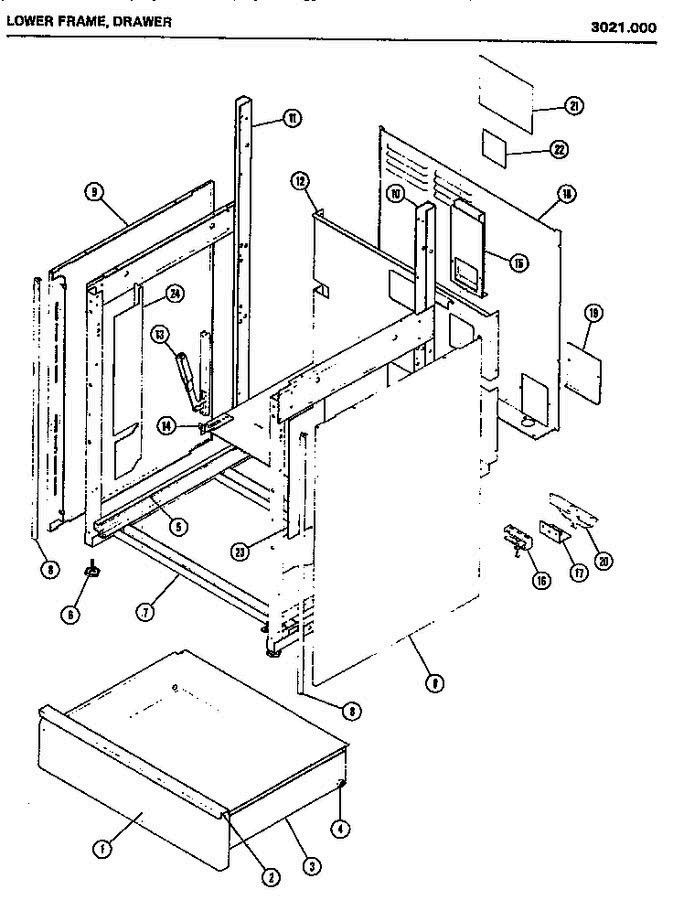 03 - Lower Frame Diagram and Parts List for 3021000  Litton Microwave Oven Combo