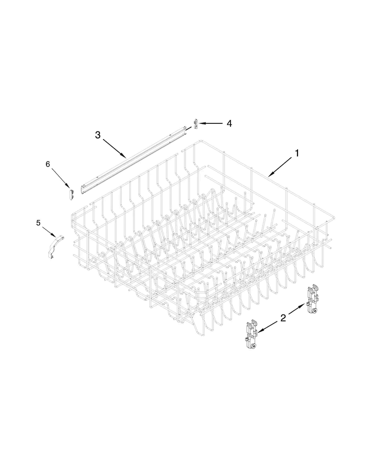 Upper Rack And Track Parts Diagram and Parts List for ADB1500ADS2  Amana Dishwasher