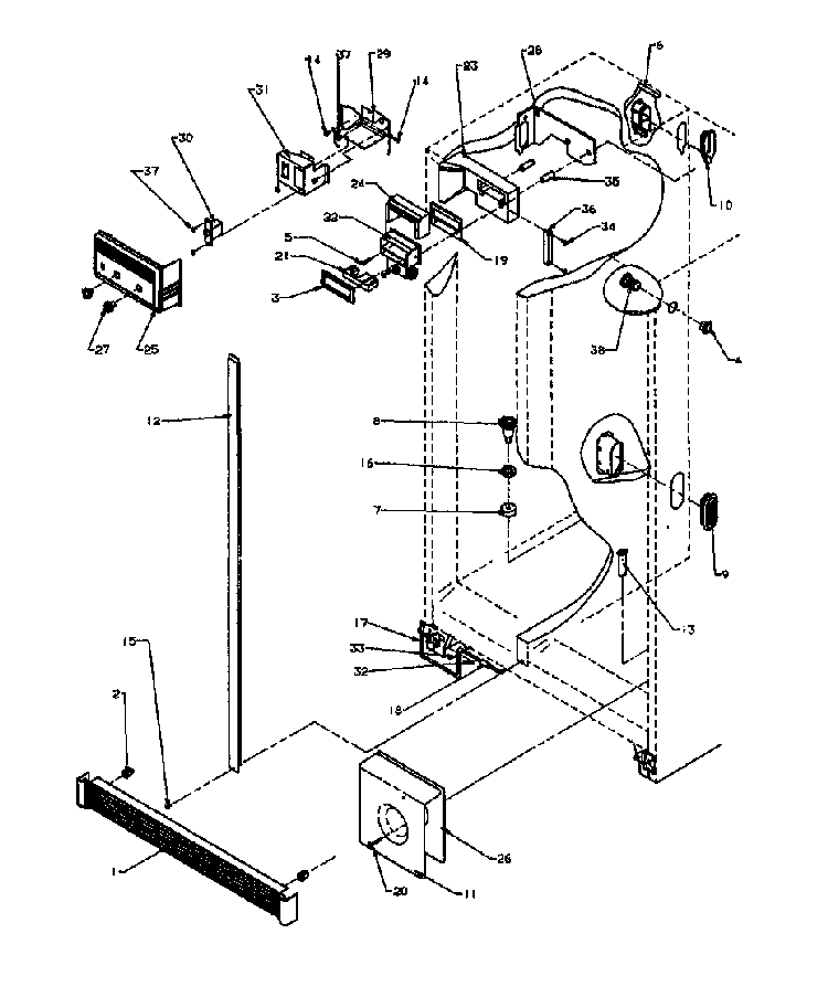 Ref/fz Controls And Cabinet Parts Diagram and Parts List for 2599CIWEA-P1170601WL  Amana Refrigerator