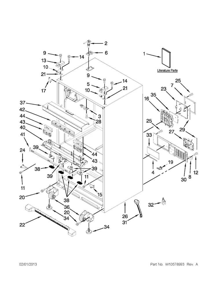 Cabinet Parts Diagram and Parts List for MFX2570AEB4  Maytag Refrigerator