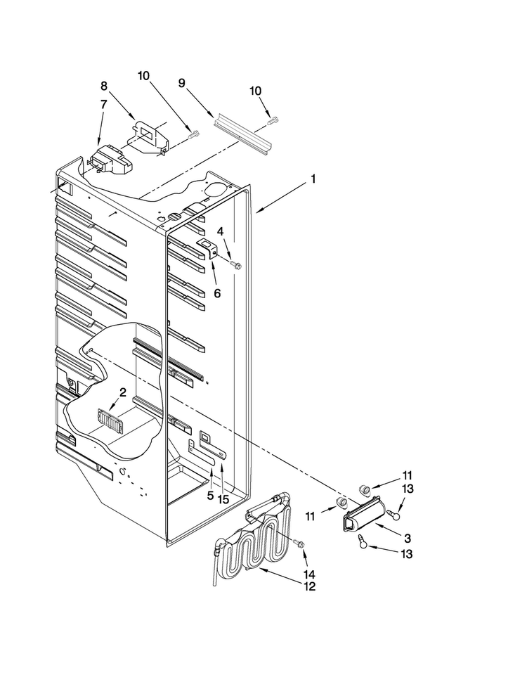 Refrigerator Liner Parts Diagram and Parts List for MSD2576VEM01  Maytag Refrigerator