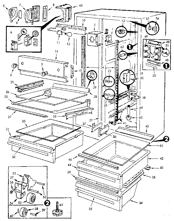Fresh Food Compartment Diagram and Parts List for JRSDX244B-M7N15A  Jenn-Air Refrigerator
