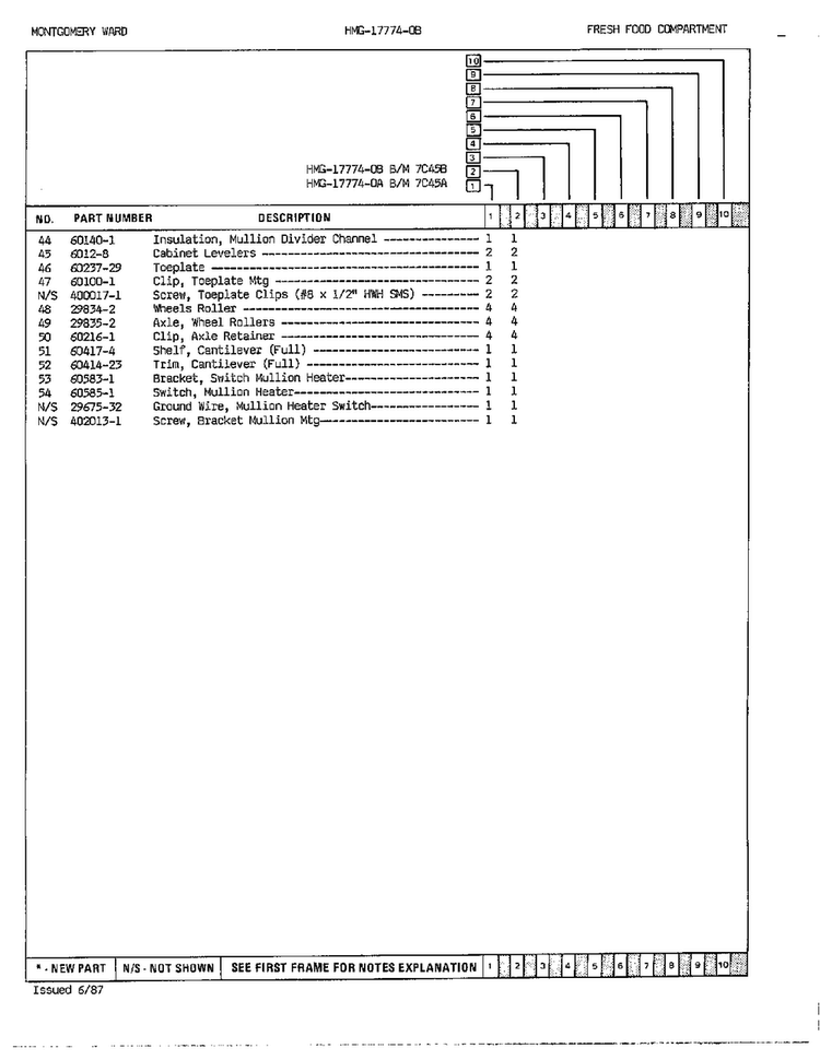 Fresh Food Compartment Page 3 Diagram and Parts List for 17774B  Admiral Refrigerator
