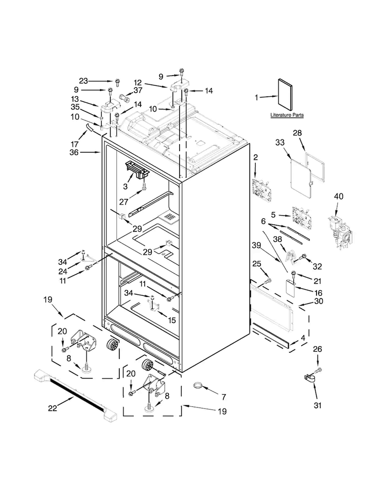 Cabinet Parts Diagram and Parts List for MFT2673BEW11  Maytag Refrigerator