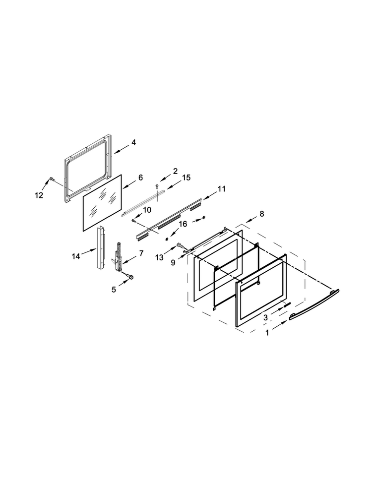 Door Parts Diagram and Parts List for JDS1750CES0  Jenn-Air Range