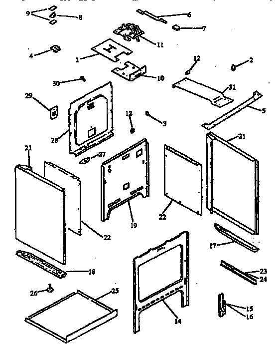 Cabinet Assembly Diagram and Parts List for ARH660E-P1167404SE  Amana Range