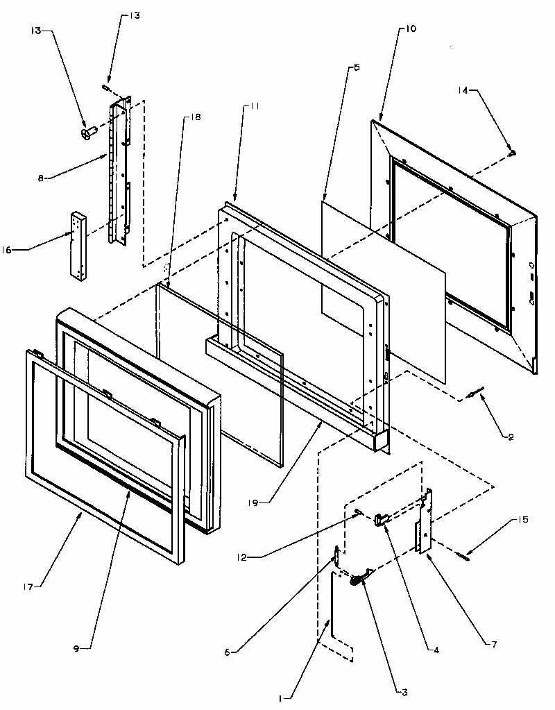 Door Assembly Diagram and Parts List for RWG322T1 P1170210MZ Amana Microwave