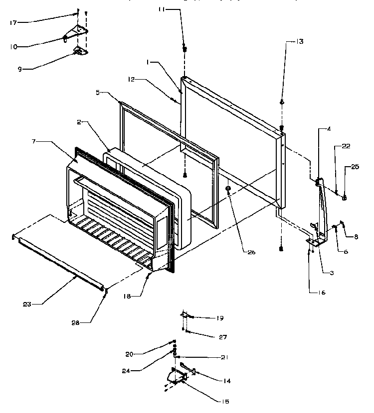 Freezer Door Diagram and Parts List for TB18RL-P1184608WL  Amana Refrigerator